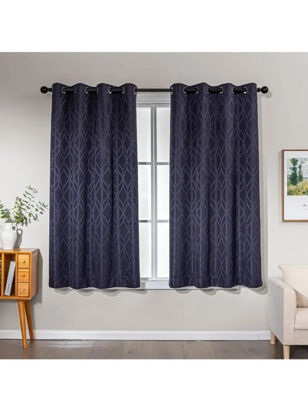 Dark Blue 100% Blackout Curtains - Thermal Insulated Drapes for Living Room